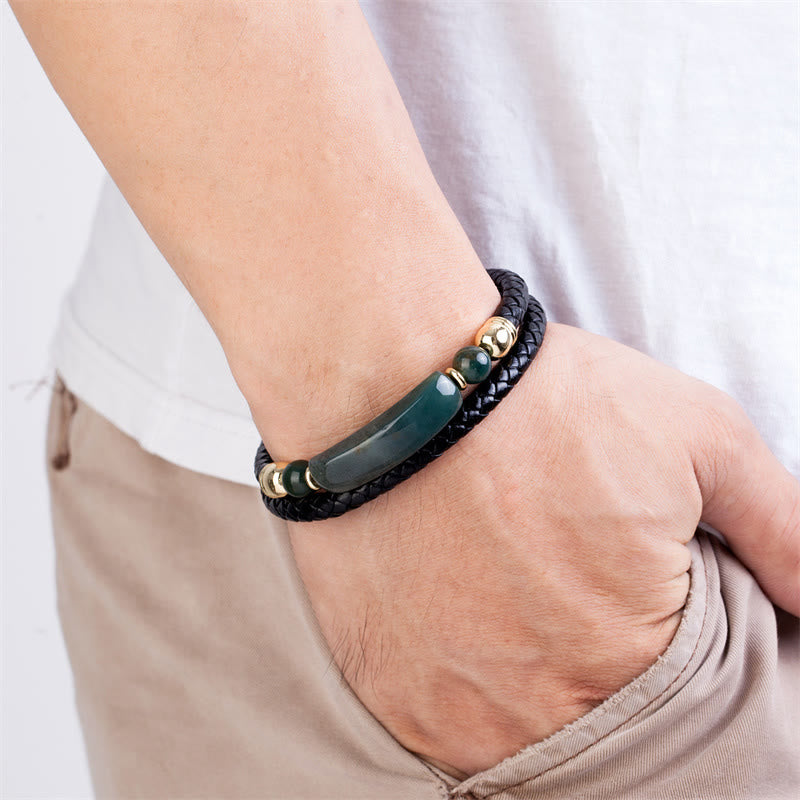 Buddha Stones Green Aventurine Tiger Eye Green Agate Black Onyx Hematite Stone Luck Leather Magnetic Buckle Bracelet - image 15