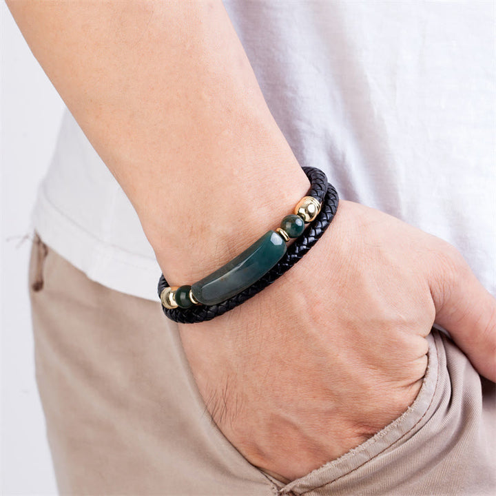 Buddha Stones Green Aventurine Tiger Eye Green Agate Black Onyx Hematite Stone Luck Leather Magnetic Buckle Bracelet - image 15