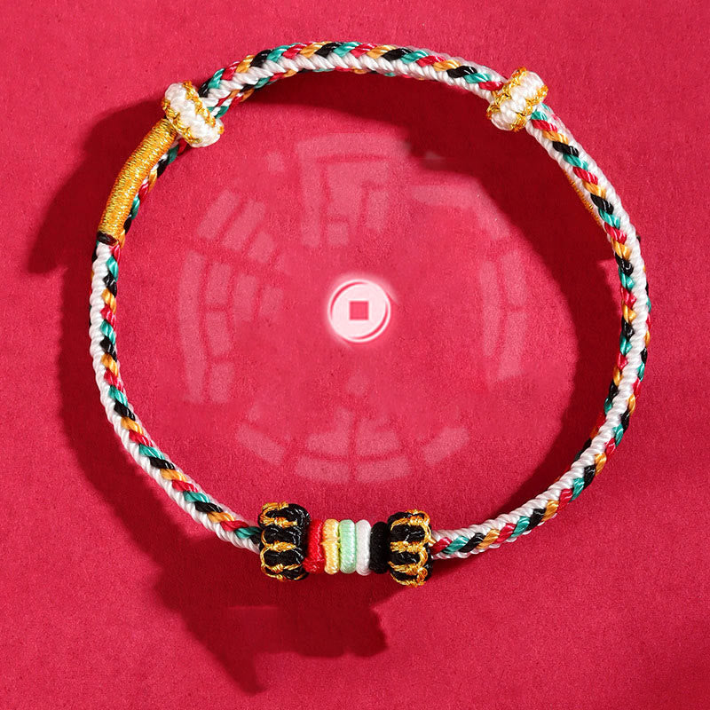 Buddha Stones Five Elements Colorful String Completeness Knot Reef Knot Braid Luck Bracelet