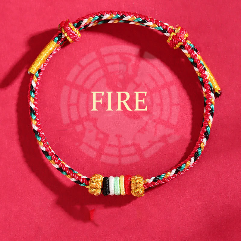 Buddha Stones Five Elements Colorful String Completeness Knot Reef Knot Braid Luck Bracelet