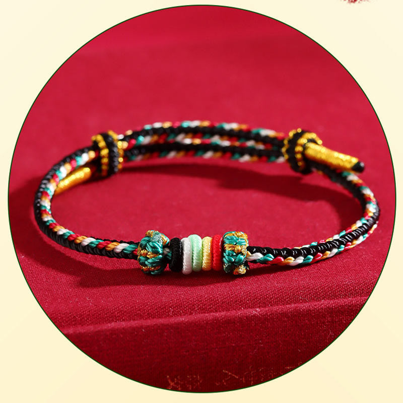 Buddha Stones Five Elements Colorful String Completeness Knot Reef Knot Braid Luck Bracelet