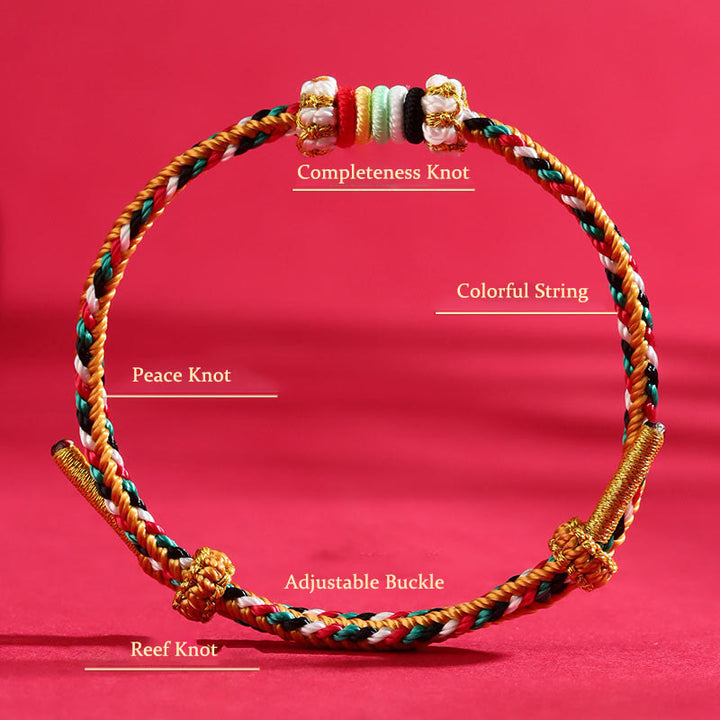 Buddha Stones Five Elements Colorful String Completeness Knot Reef Knot Braid Luck Bracelet