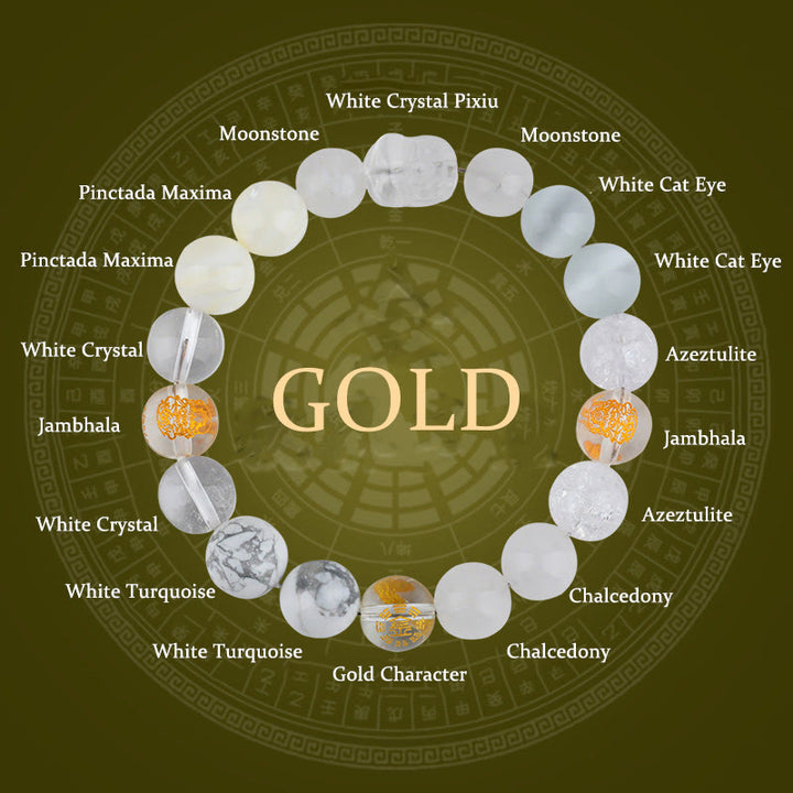 Buddha Stones Five Elements Various Crystal Agate Pixiu Wealth Bracelet - Gold(Wrist Circumference: 14-16cm) - 12mm - image 2