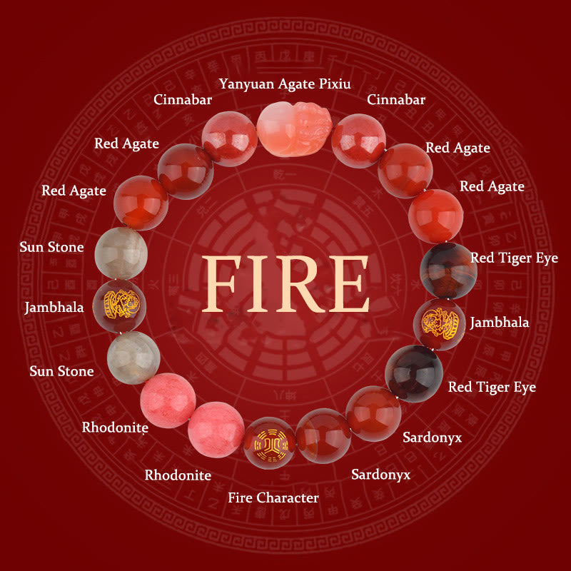 Buddha Stones Five Elements Various Crystal Agate Pixiu Wealth Bracelet - Fire(Wrist Circumference: 14-16cm) - 12mm - image 21