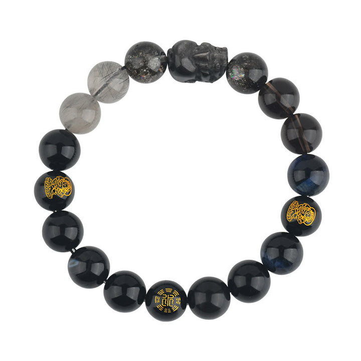 Buddha Stones Five Elements Various Crystal Agate Pixiu Wealth Bracelet