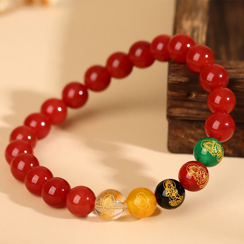 Buddha Stones Five Elements Various Agate Jambhala Luck Bracelet