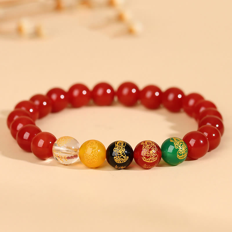 Buddha Stones Five Elements Various Agate Jambhala Luck Bracelet - image 18