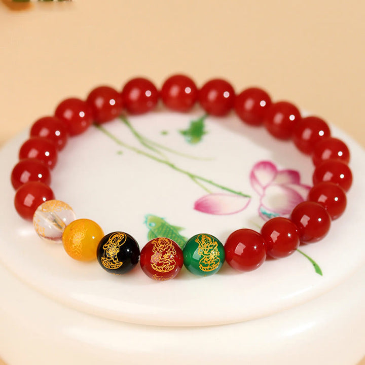 Buddha Stones Five Elements Various Agate Jambhala Luck Bracelet