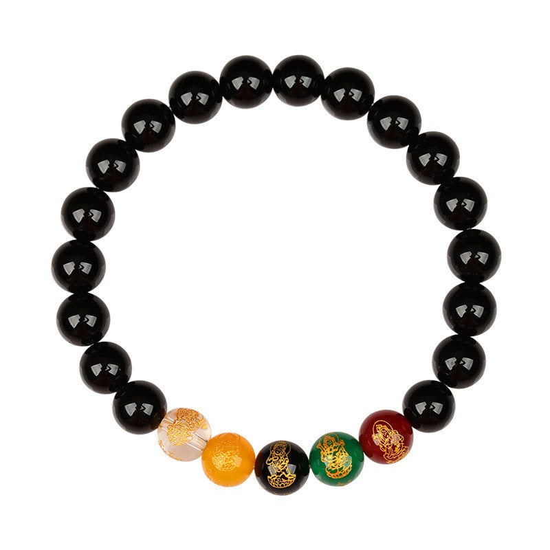 Buddha Stones Five Elements Various Agate Jambhala Luck Bracelet