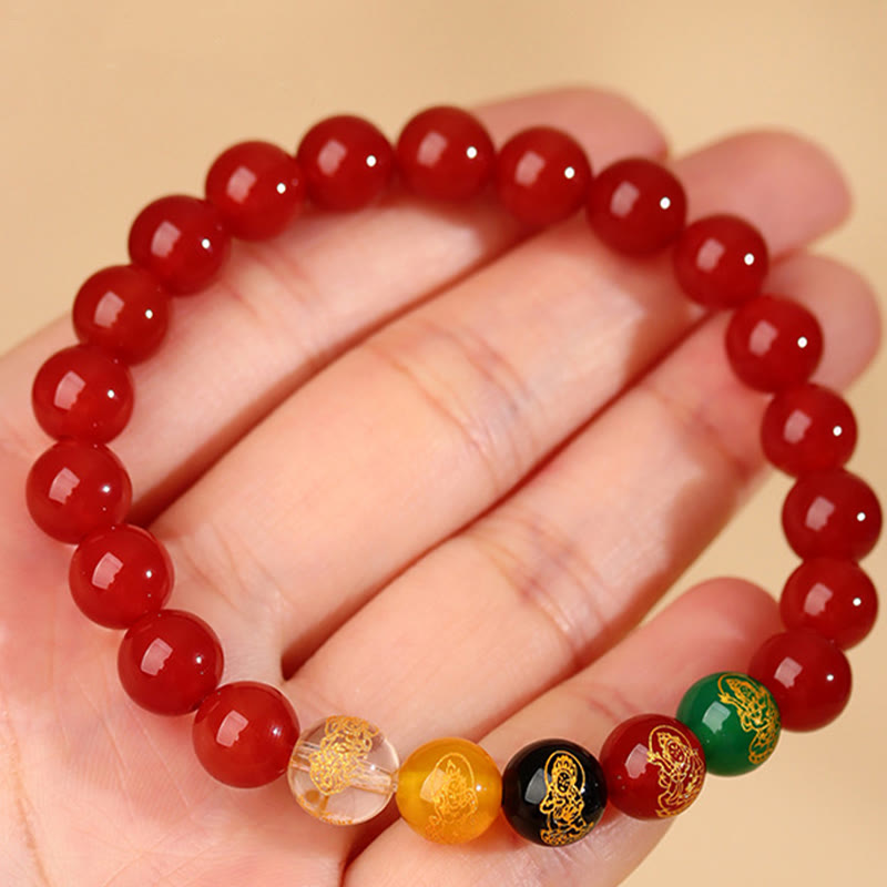Buddha Stones Five Elements Various Agate Jambhala Luck Bracelet - image 19