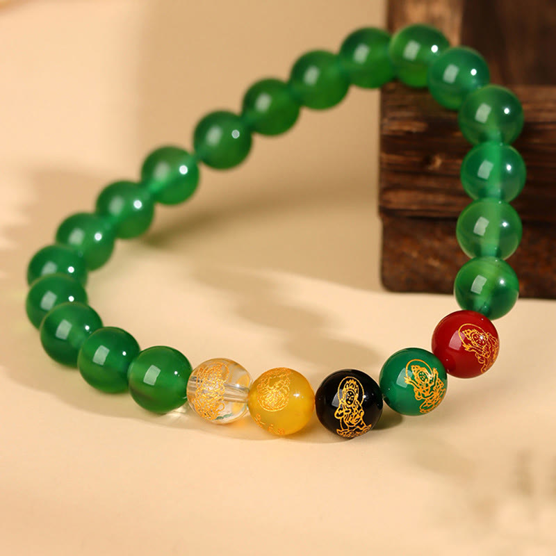 Buddha Stones Five Elements Various Agate Jambhala Luck Bracelet