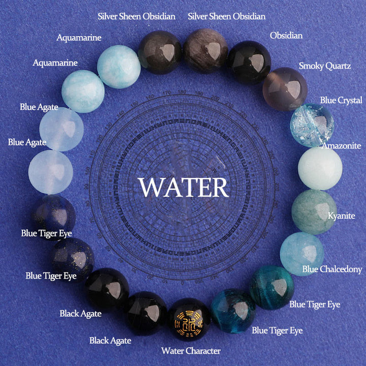 Buddha Stones Five Elements Various Agate Balance Luck Bracelet - Water(Wrist Circumference: 14-16cm) - 10mm - image 25