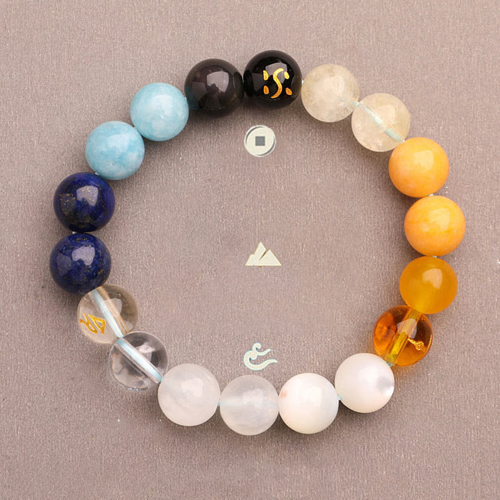 Buddha Stones Five Elements Various Agate Crystal Sun Stone Wisdom Bracelet