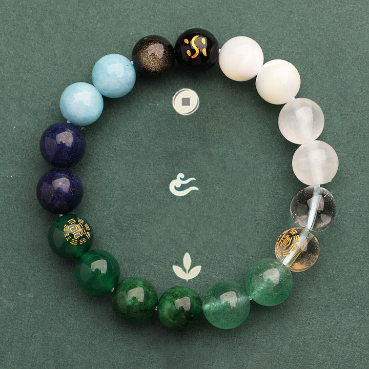 Buddha Stones Five Elements Various Agate Crystal Sun Stone Wisdom Bracelet - image 22