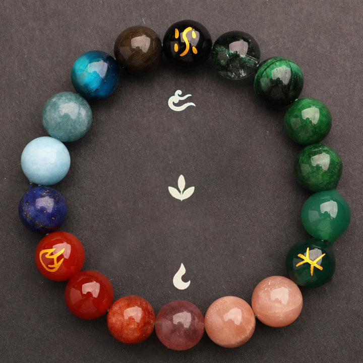 Buddha Stones Five Elements Various Agate Crystal Sun Stone Wisdom Bracelet - image 30