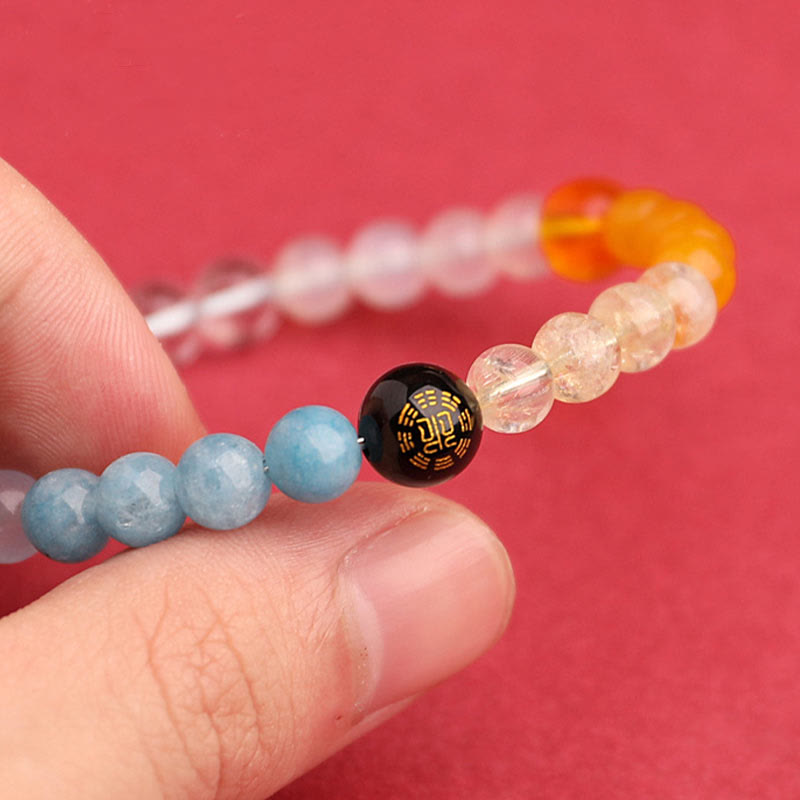 Buddha Stones Five Elements Various Agate Crystal Sun Stone Wisdom Bracelet