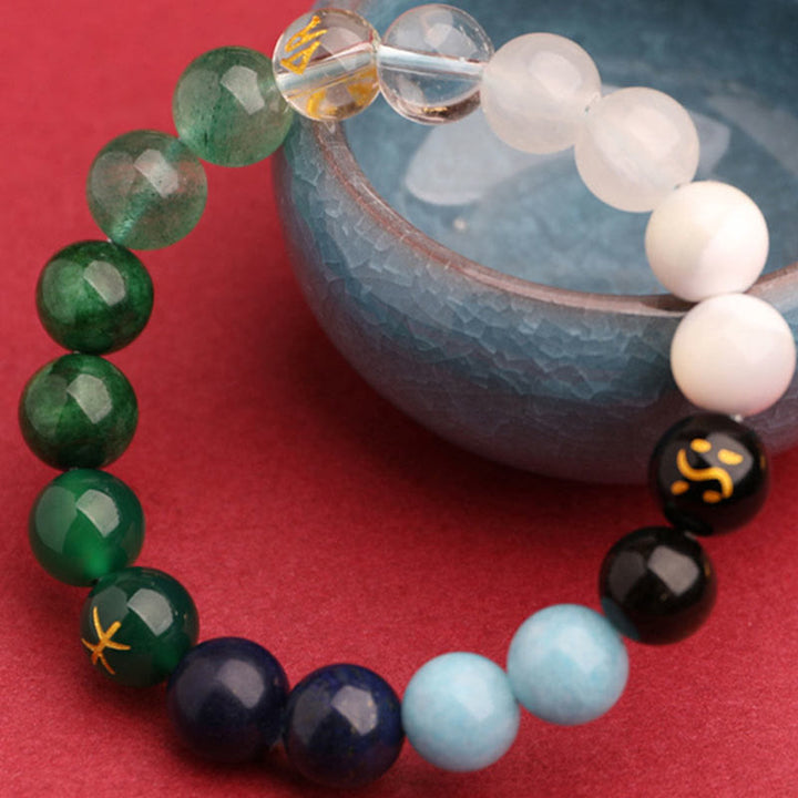 Buddha Stones Five Elements Various Agate Crystal Sun Stone Wisdom Bracelet - image 27