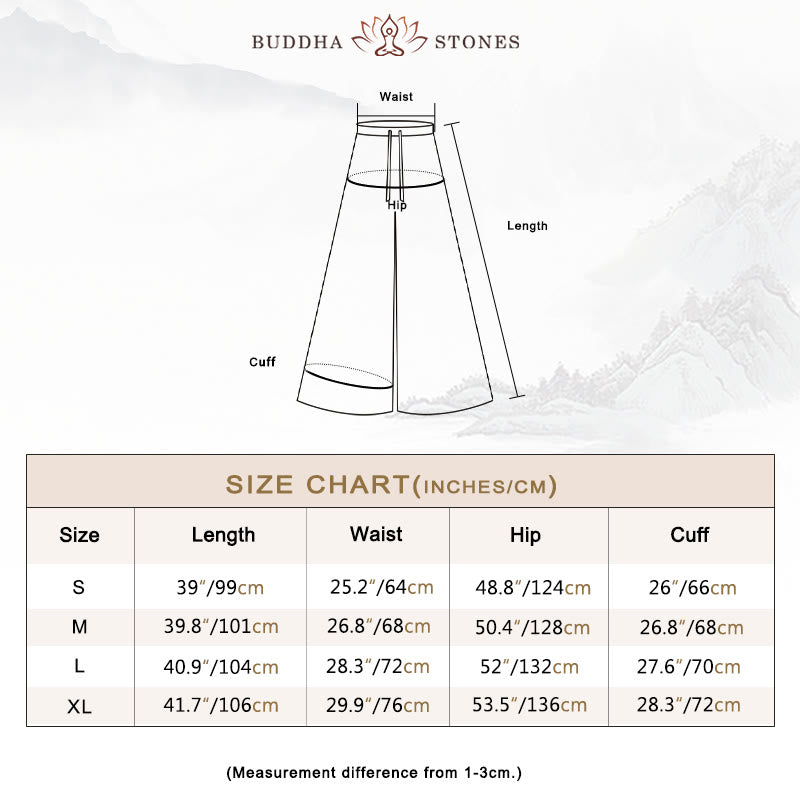 Buddha Stones Loose Cotton Drawstring Wide Leg Pants For Yoga Dance With Pockets - image 6