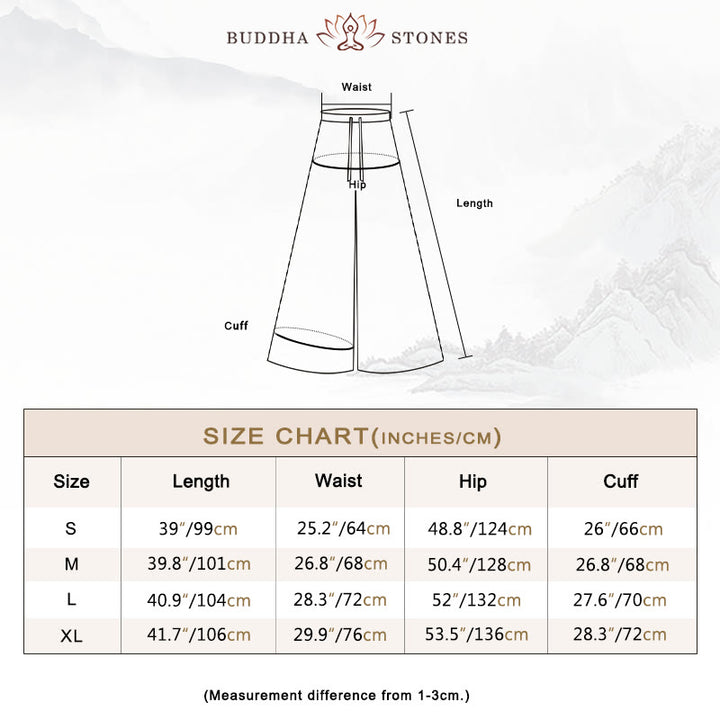 Buddha Stones Loose Cotton Drawstring Wide Leg Pants For Yoga Dance With Pockets - image 6