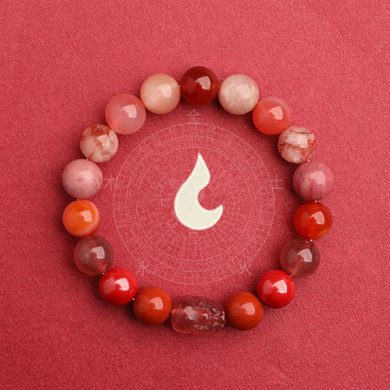 Buddha Stones Five Elements Various Agate Crystal Green Strawberry Quartz Moss Agate Green Phantom Luck Bracelet - image 30