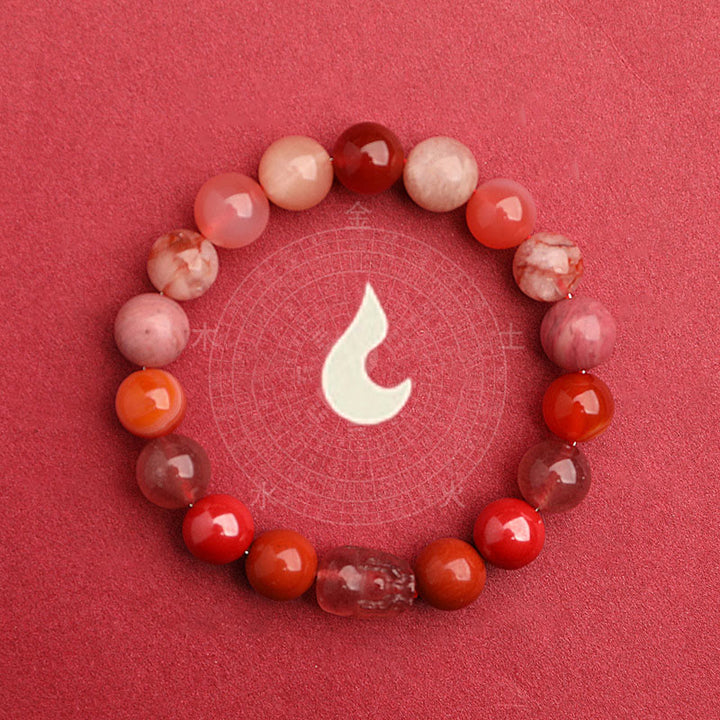 Buddha Stones Five Elements Various Agate Crystal Green Strawberry Quartz Moss Agate Green Phantom Luck Bracelet - image 30