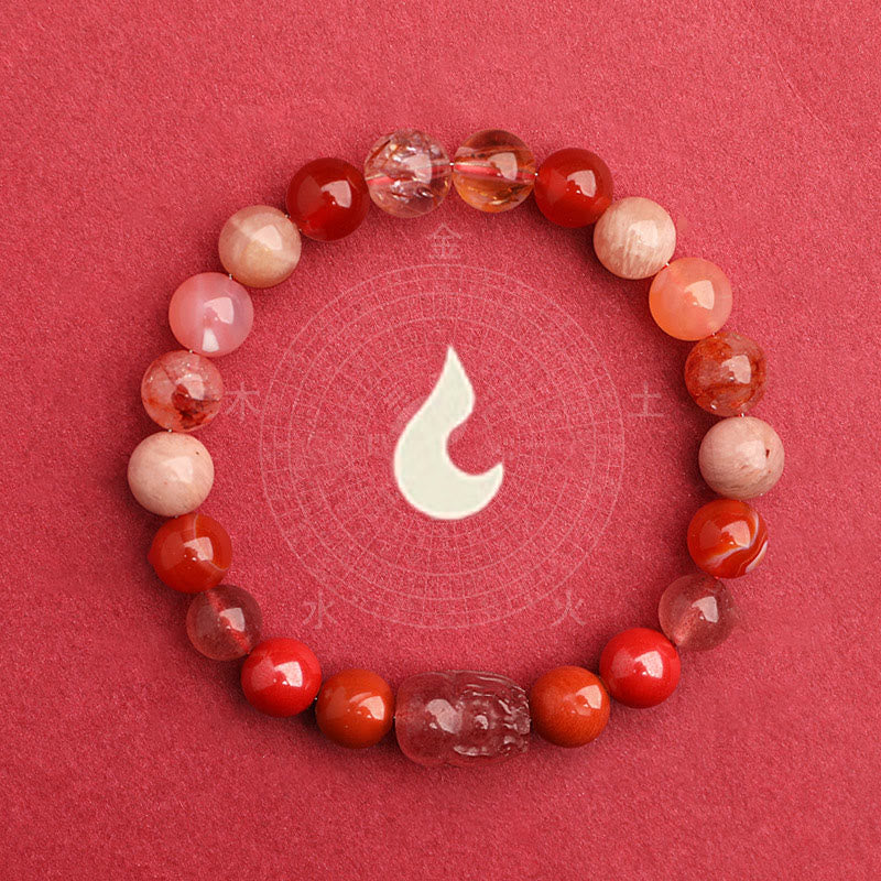 Buddha Stones Five Elements Various Agate Crystal Green Strawberry Quartz Moss Agate Green Phantom Luck Bracelet - image 32