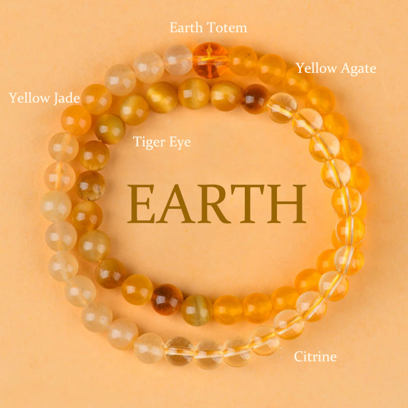 Buddha Stones Five Elements Various Agate Crystal Chalcedony White Crystal White Agate Luck Bracelet - Earth(Wrist Circumference: 14-16cm) - image 31