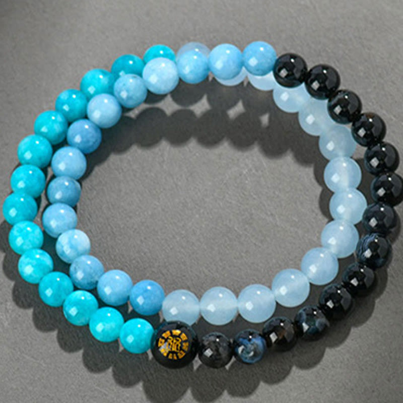 Buddha Stones Five Elements Various Agate Crystal Chalcedony White Crystal White Agate Luck Bracelet