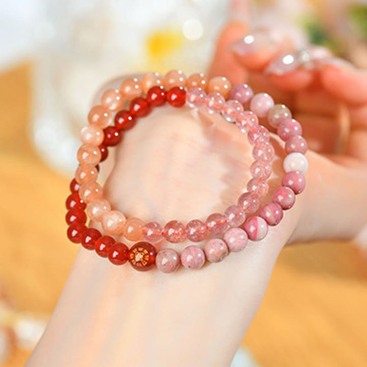 Buddha Stones Five Elements Various Agate Crystal Chalcedony White Crystal White Agate Luck Bracelet - image 30