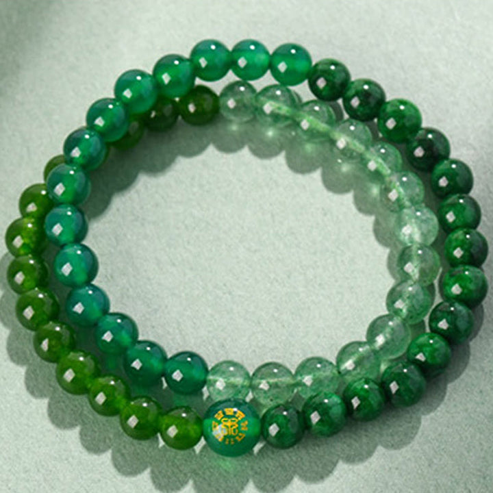 Buddha Stones Five Elements Various Agate Crystal Chalcedony White Crystal White Agate Luck Bracelet - image 10