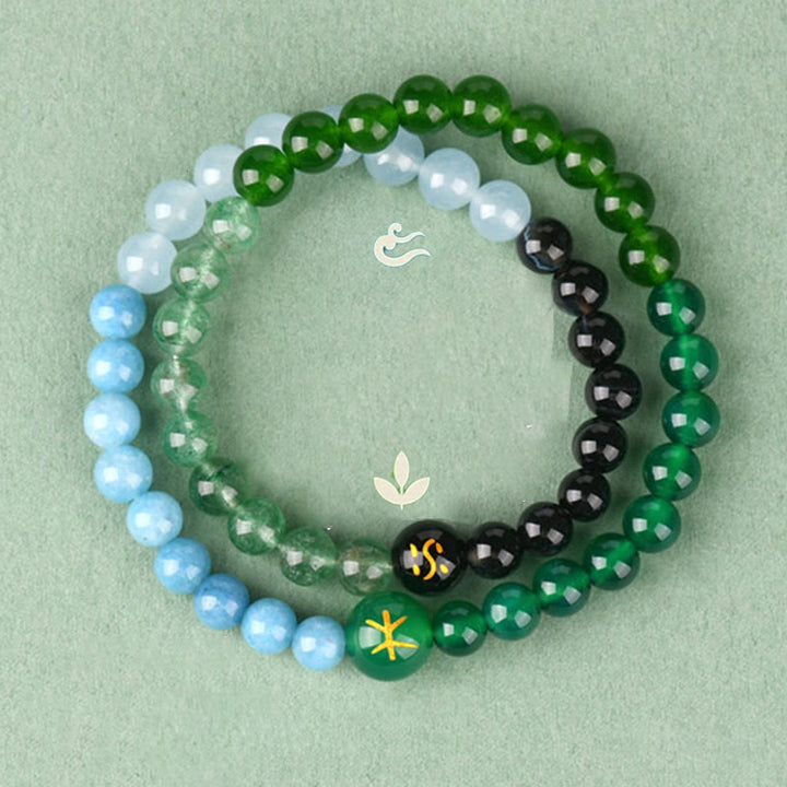 Buddha Stones Five Elements Various Agate Crystal Pearl Black Onyx White Agate White Crystal Luck Bracelet