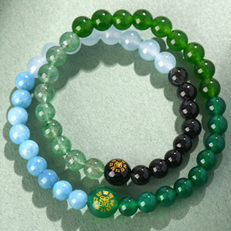 Buddha Stones Five Elements Various Agate Crystal Pearl Black Onyx White Agate White Crystal Luck Bracelet