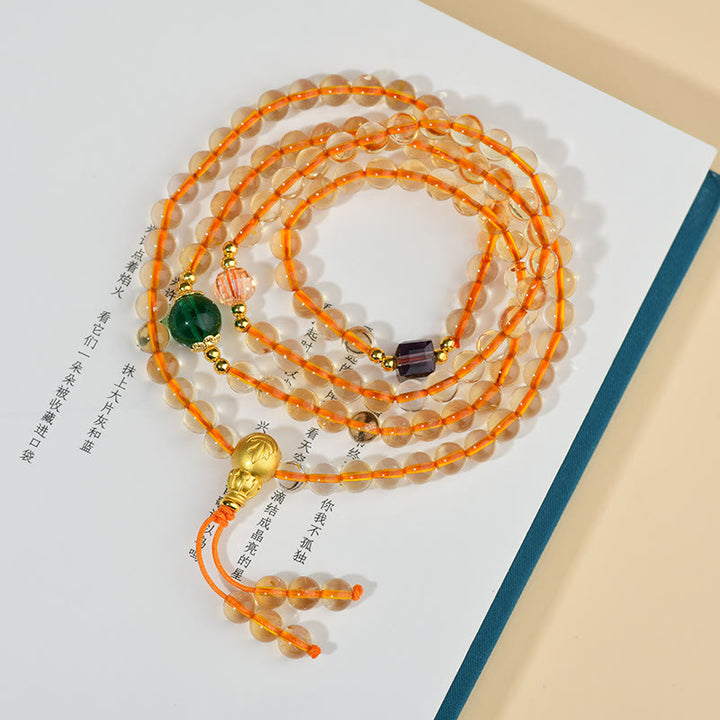 Buddha Stones 108 Mala Beads Citrine Happiness Bracelet