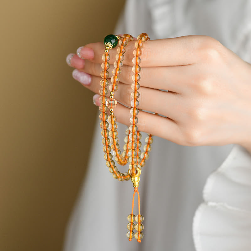 Buddha Stones 108 Mala Beads Citrine Happiness Bracelet