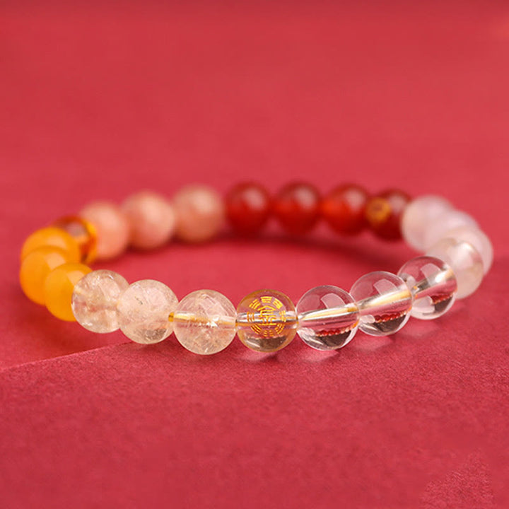 Buddha Stones Five Elements Various Agate Crystal Green Strawberry Quartz Sun Stone Wealth Bracelet - image 32