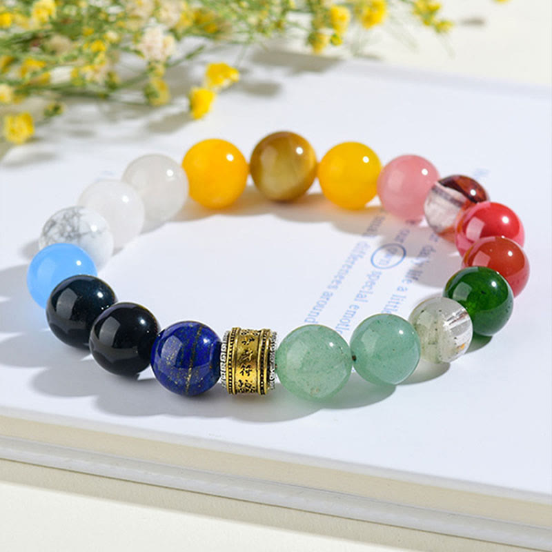 Buddha Stones Five Elements Various Agate Crystal Red Agate Gold Sheen Obsidian Yellow Agate Luck Bracelet