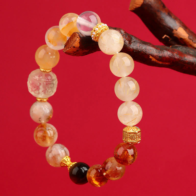 Buddha Stones Five Elements Various Agate Crystal Green Phantom Rutilated Quartz Green Grape Agate Malachite Luck Bracelet - image 24