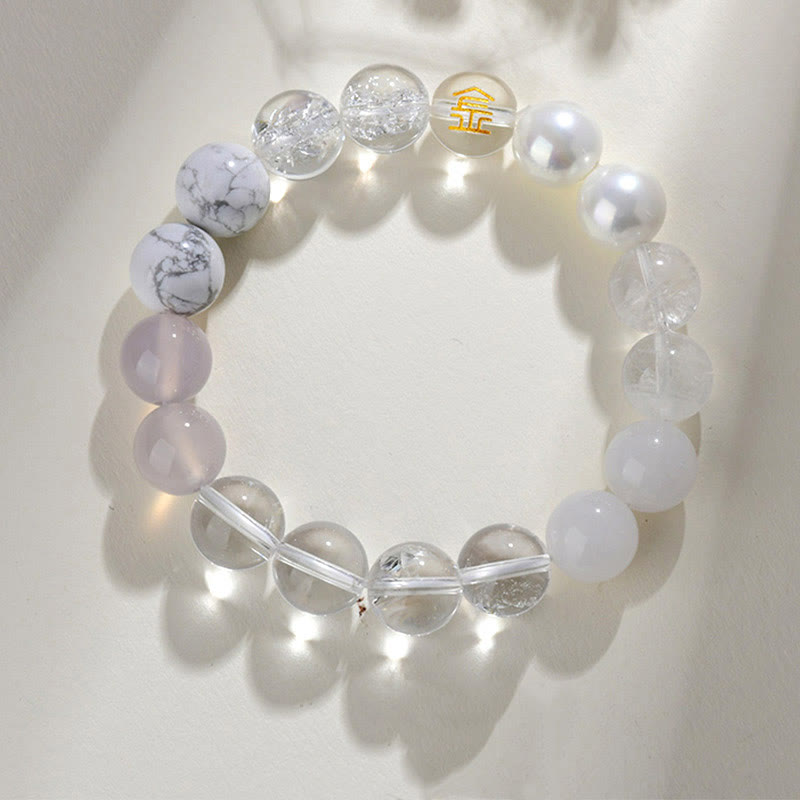 Buddha Stones Five Elements Various Agate Crystal Rutilated Quartz Tiger Eye Yellow Agate Citrine Luck Bracelet - Gold(Wrist Circumference: 14-16cm) - 12mm - image 14