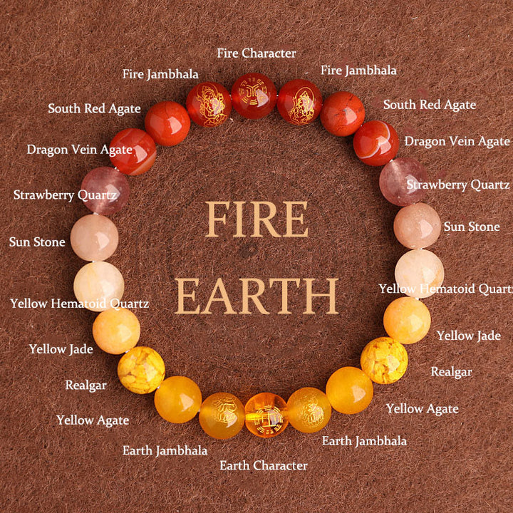 Buddha Stones Five Elements Various Agate Crystal South Red Agate Strawberry Quartz Sun Stone Citrine Luck Bracelet