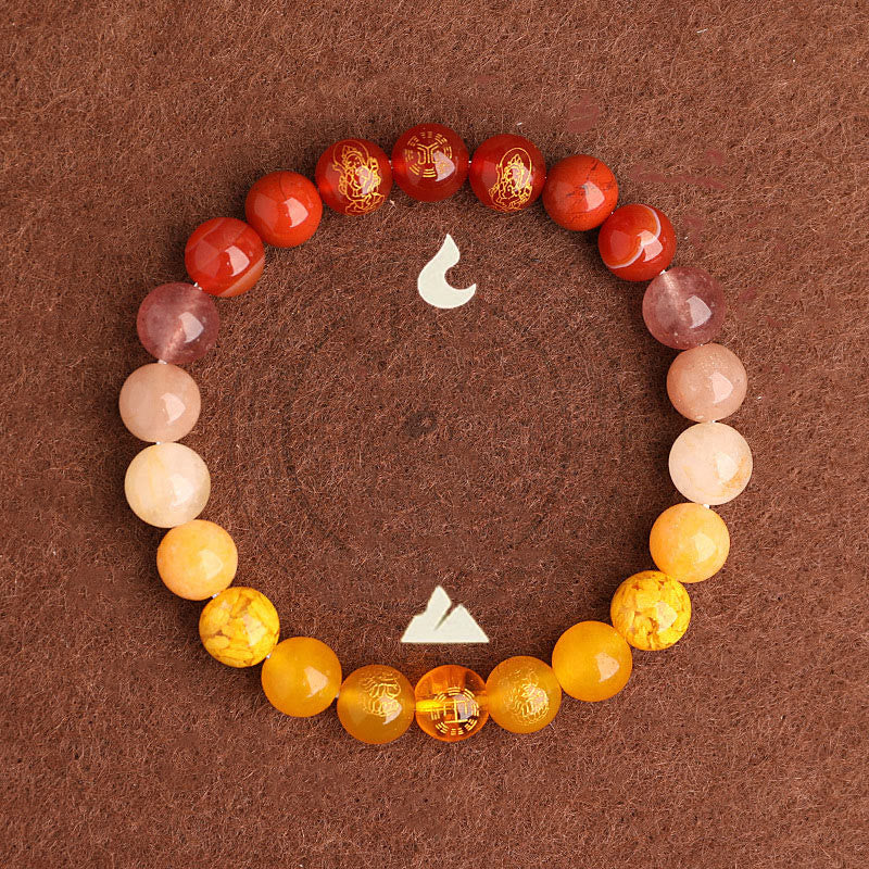 Buddha Stones Five Elements Various Agate Crystal South Red Agate Strawberry Quartz Sun Stone Citrine Luck Bracelet