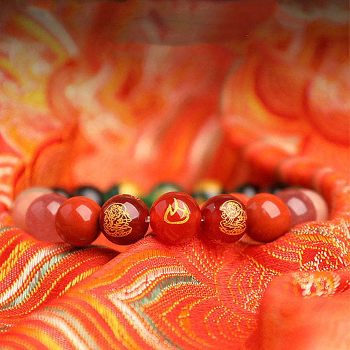 Buddha Stones Five Elements Various Agate Crystal South Red Agate Strawberry Quartz Sun Stone Citrine Luck Bracelet