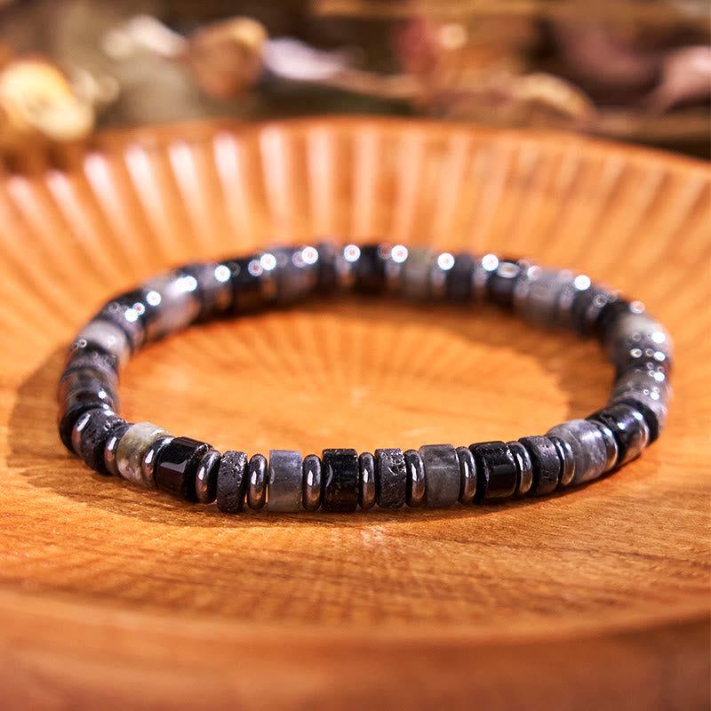 Buddha Stones Hematite Turquoise Lazurite Lapis Lazuli Lava Rock Black Glitter Stone Support Bracelet - 6mm Lava Rock Black Glitter Stone Hematite(Wrist Circumference: 14-16cm) - image 13