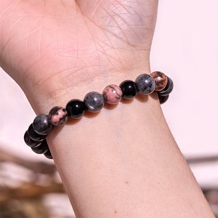 Buddha Stones Tiger Eye Black Glitter Stone Black Glass Beads Snowflake Obsidian Lava Rock Rhodonite Protection Bracelet