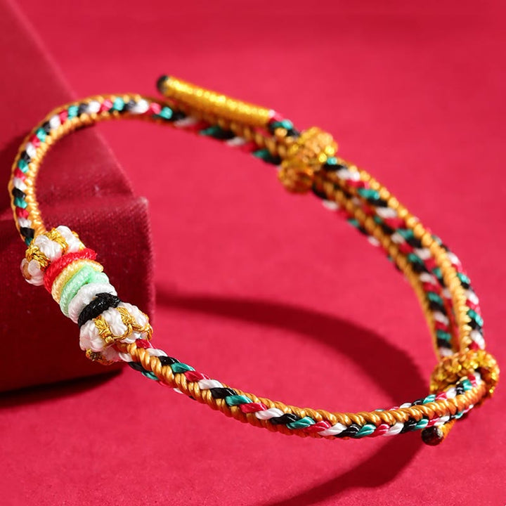 Buddha Stones Five Elements Colorful String Completeness Knot Reef Knot Braid Luck Bracelet