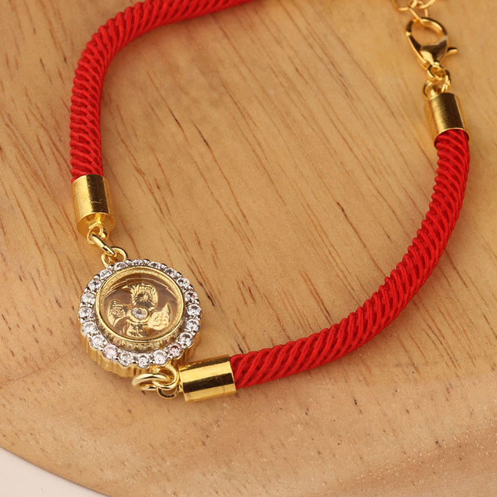 Buddha Stones Red String Copper Brass Rotatable Windmill Feng Sheng Shui Qi Protection Braided Bracelet