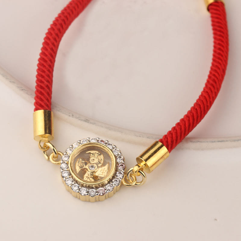 Buddha Stones Red String Copper Brass Rotatable Windmill Feng Sheng Shui Qi Protection Braided Bracelet