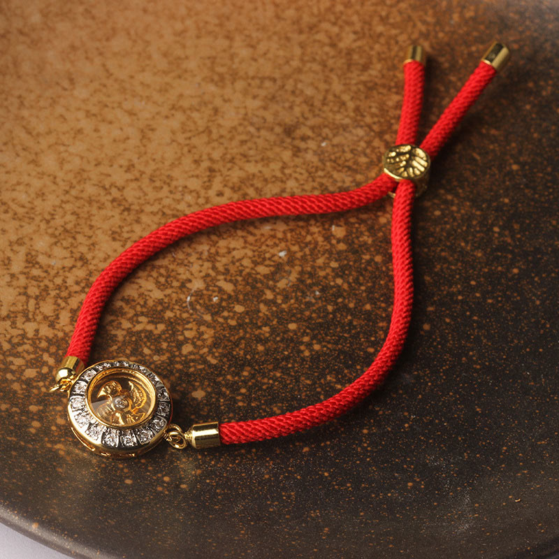 Buddha Stones Copper Brass Feng Sheng Shui Qi Rotatable Windmill  Red String Faith Braided Bracelet