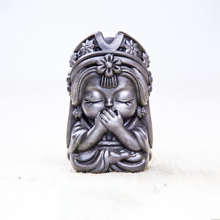 Buddha Stones Handmade Zakiram Iron Powder Rust Cast Resin Statue Zen Home Decoration - Polished Version - Don't Say 7*4*4cm - image 21