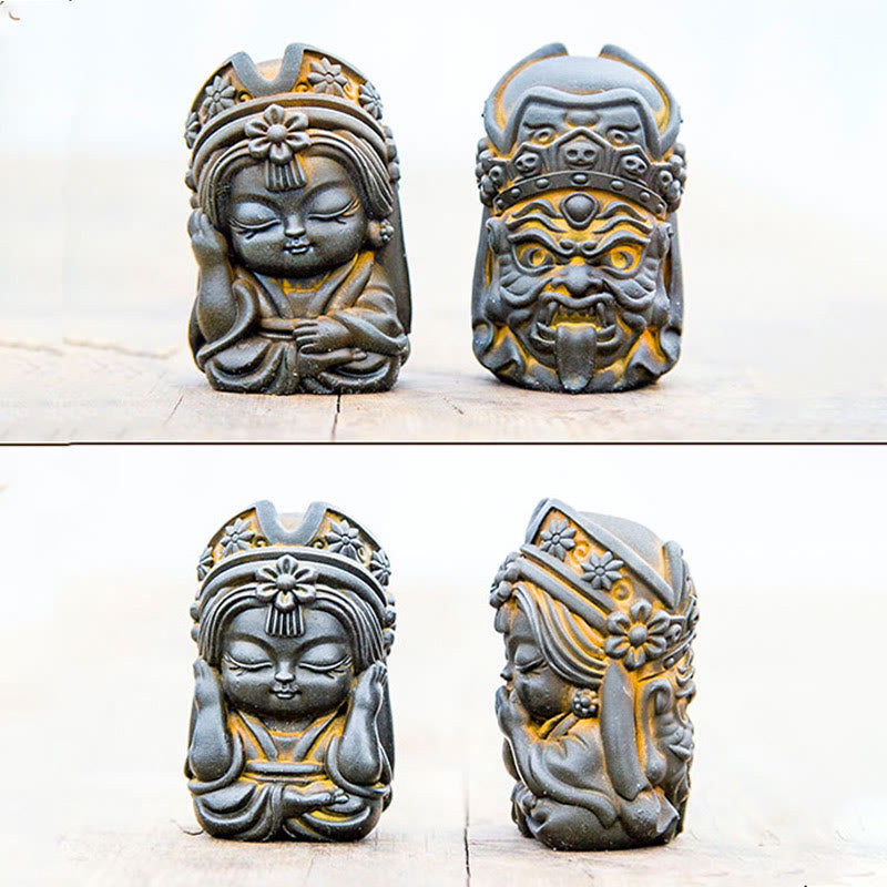 Buddha Stones Handmade Zakiram Iron Powder Rust Cast Resin Statue Zen Home Decoration