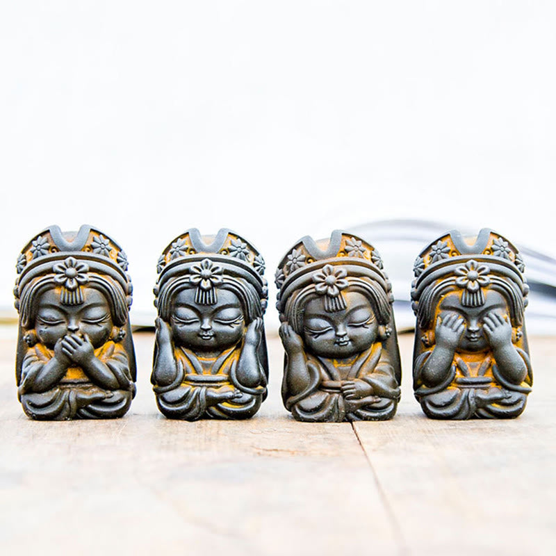 Buddha Stones Handmade Zakiram Iron Powder Rust Cast Resin Statue Zen Home Decoration - image 3